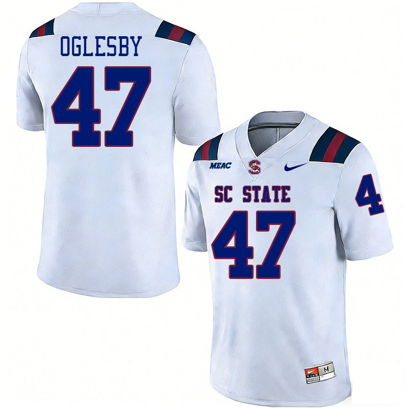 South Carolina State Bulldogs #47 Cedric Oglesby College Football Jerseys,Uniforms Stitched-White